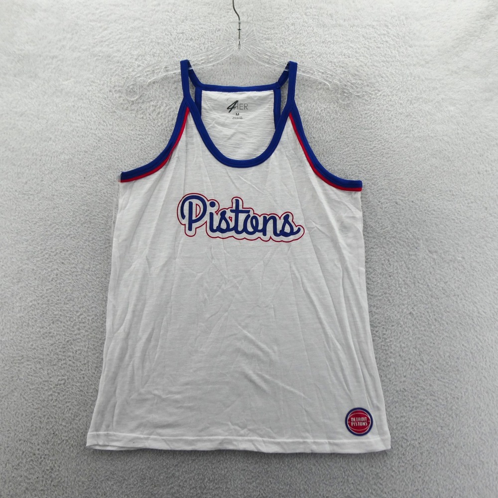 G-III 4Her Tank Top Women Medium Detroit Pistons White Blue Red Basketball NBA